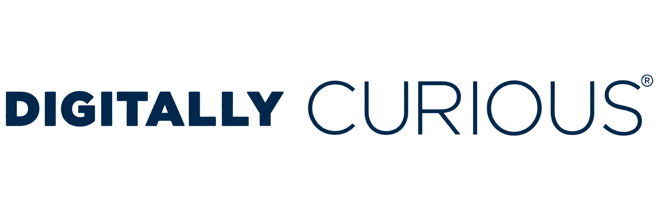 Brand logo reading 'DIGITALLY CURIOUS' in dark blue gradient letters on a black background.